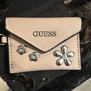 Guess Blush Card Holder with Metallic Floral Details
